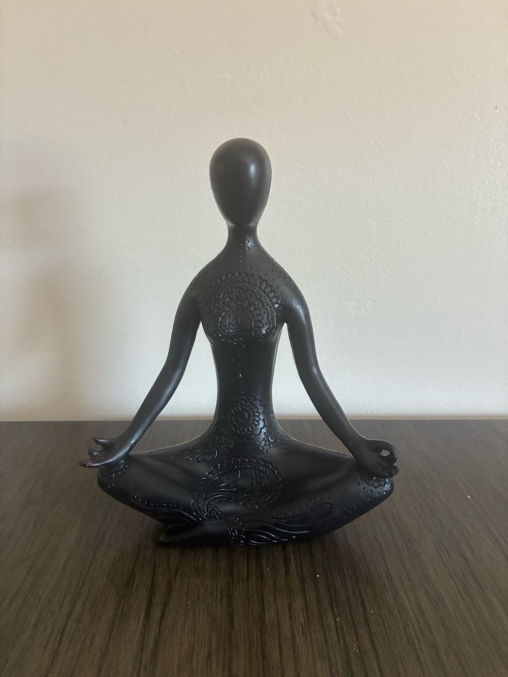 Meditative Yoga Figurine Home Art Sculpture - Black
